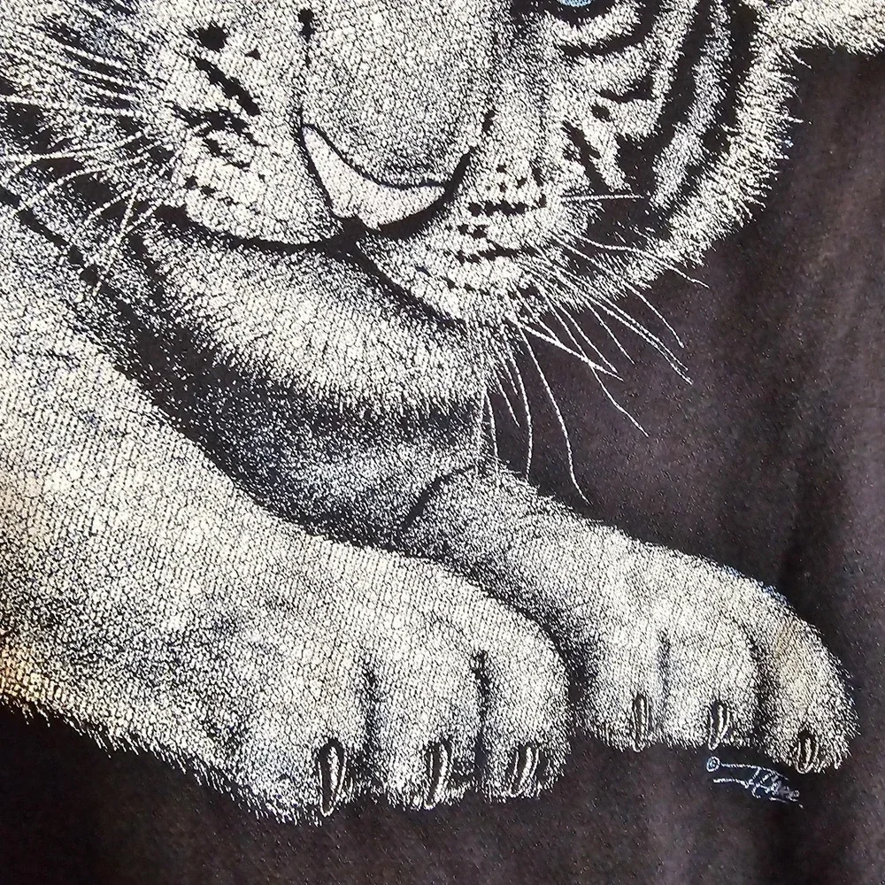Vintage Kittens Shirt Womens Large Tiger Cub Graphic Long Sleeve 90s USA